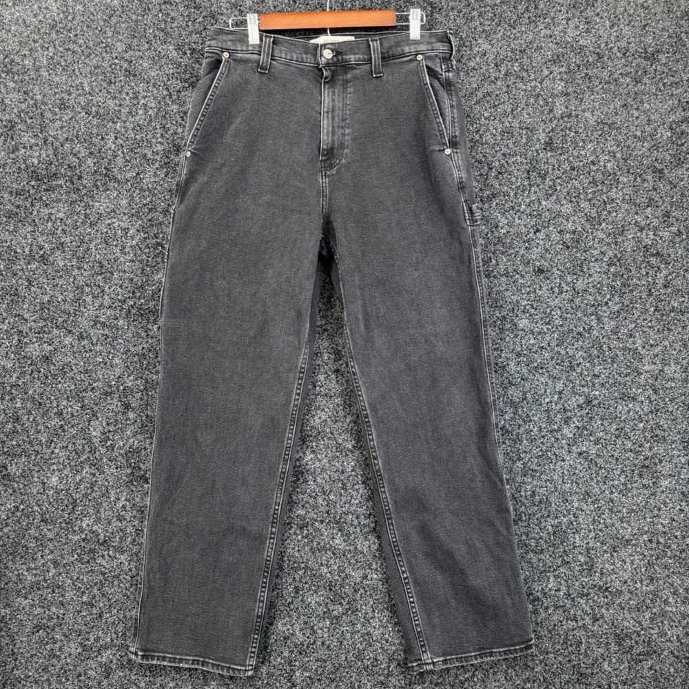Hollister Baggy Carpenter Jeans Mens 32x32 Washed Black Denim Utility Pants